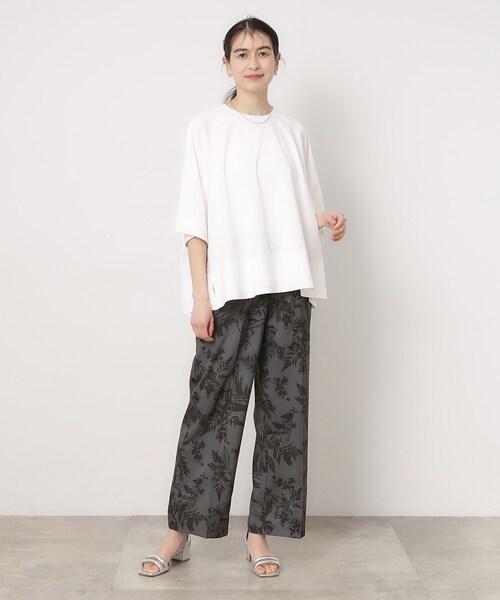 OPAQUE.CLIP(オペークドットクリップ)の「◆ボタニカルプリントイージーパンツ【洗濯機洗い可】(その他パンツ・レディース・ホワイト系3/チャコール・38/42/40)」の8枚目の写真