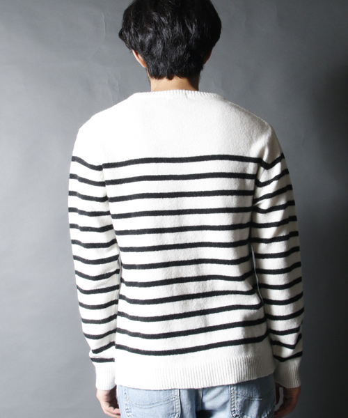 AMERICAN RAG CIE(アメリカンラグシー)の「AMERICAN RAG CIE ウールパネルボーダーニット / 109-AMG-M152-KN617(ニット/セーター・メンズ・ホワイト系その他/ブラック系その他・1/2)」の5枚目の写真