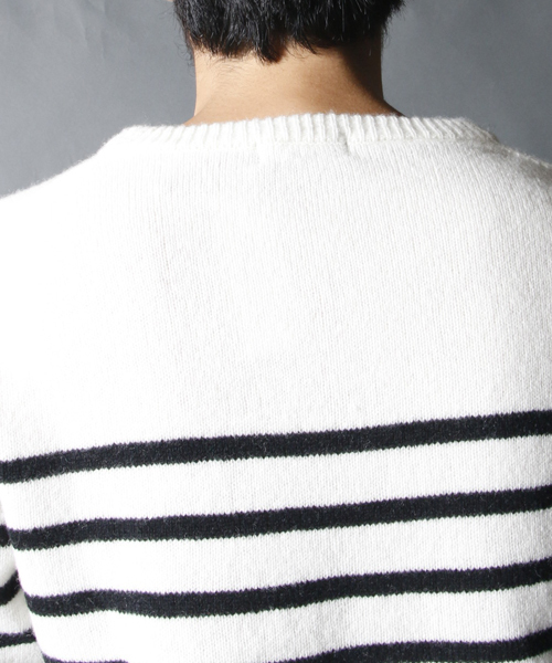 AMERICAN RAG CIE(アメリカンラグシー)の「AMERICAN RAG CIE ウールパネルボーダーニット / 109-AMG-M152-KN617(ニット/セーター・メンズ・ホワイト系その他/ブラック系その他・1/2)」の6枚目の写真