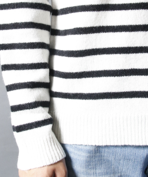 AMERICAN RAG CIE(アメリカンラグシー)の「AMERICAN RAG CIE ウールパネルボーダーニット / 109-AMG-M152-KN617(ニット/セーター・メンズ・ホワイト系その他/ブラック系その他・1/2)」の12枚目の写真