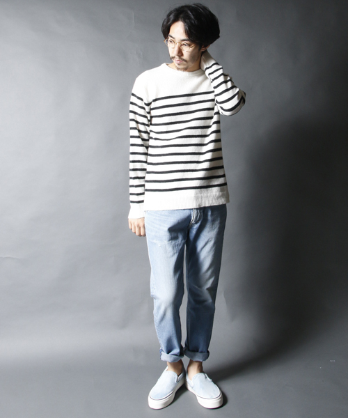 AMERICAN RAG CIE(アメリカンラグシー)の「AMERICAN RAG CIE ウールパネルボーダーニット / 109-AMG-M152-KN617(ニット/セーター・メンズ・ホワイト系その他/ブラック系その他・1/2)」の14枚目の写真