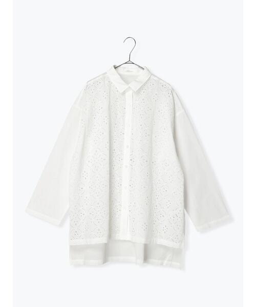 sm2rhythm（サマンサモスモスリズム）の「カットワーク刺繍シアーチュニック（シャツ/ブラウス・レディース・ブルー/オフホワイト/ブラック・F）」の14枚目の写真