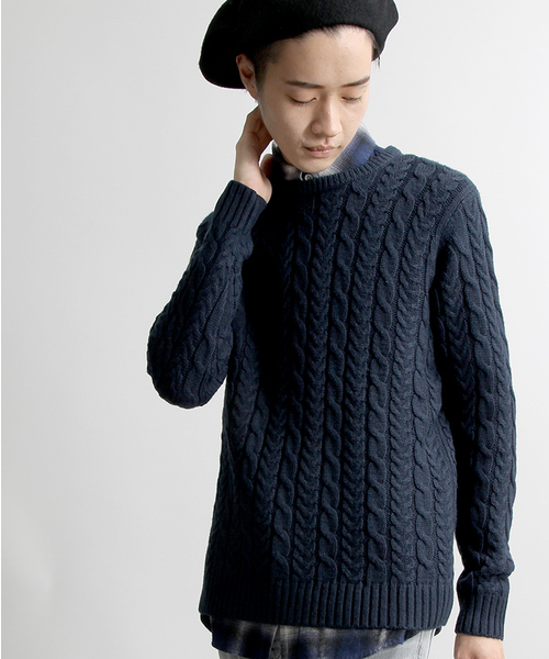 WEGO（ウィゴー）の「◆WEGO/スタンダードケーブルニット（ニット/セーター・メンズ・ホワイト系その他/オフホワイト/ブラック/グレー/グレー系その他/ネイビー/ロイヤルブルー/ワイン・SMALL/MEDIUM/LARGE）」の6枚目の写真