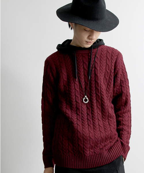 WEGO（ウィゴー）の「◆WEGO/スタンダードケーブルニット（ニット/セーター・メンズ・ホワイト系その他/オフホワイト/ブラック/グレー/グレー系その他/ネイビー/ロイヤルブルー/ワイン・SMALL/MEDIUM/LARGE）」の8枚目の写真