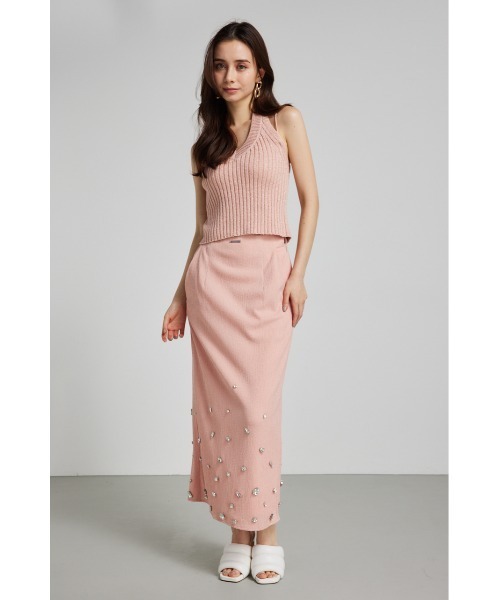 セール】ホルターネッククロップドニットトップス 夏服 サマーニット