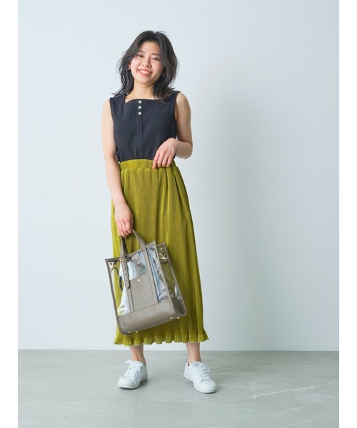 COHINA(コヒナ)の「カップ付きテレコタンクトップ 【低身長・小柄女性】(タンクトップ・レディース・ブルー/ライトベージュ/ライトグリーン/ブラック/ピンク・ONE SIZE)」の20枚目の写真