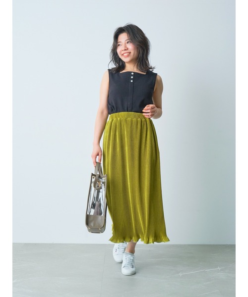 COHINA(コヒナ)の「カップ付きテレコタンクトップ 【低身長・小柄女性】(タンクトップ・レディース・ブルー/ライトベージュ/ライトグリーン/ブラック/ピンク・ONE SIZE)」の21枚目の写真