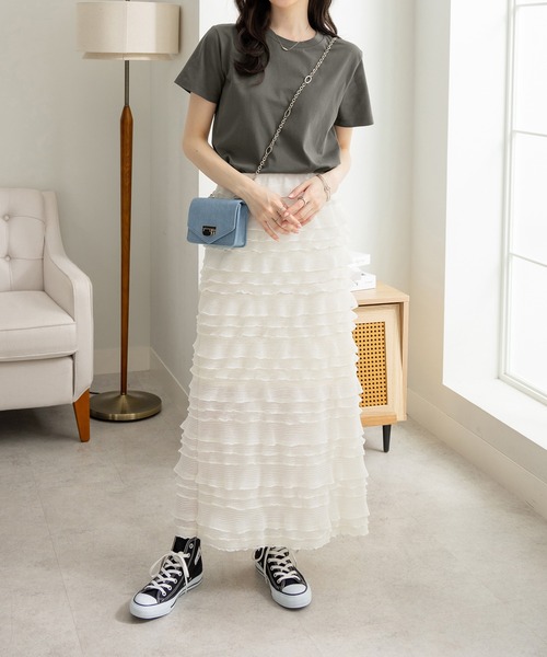 CHAN ME(チャンミ)の「綿100%クルーネックTシャツ(Tシャツ/カットソー・レディース・チャコールグレー/ブラック/ライトブルー/イエロー/ホワイト/ピンク・MEDIUM/LARGE/X-LARGE)」の22枚目の写真