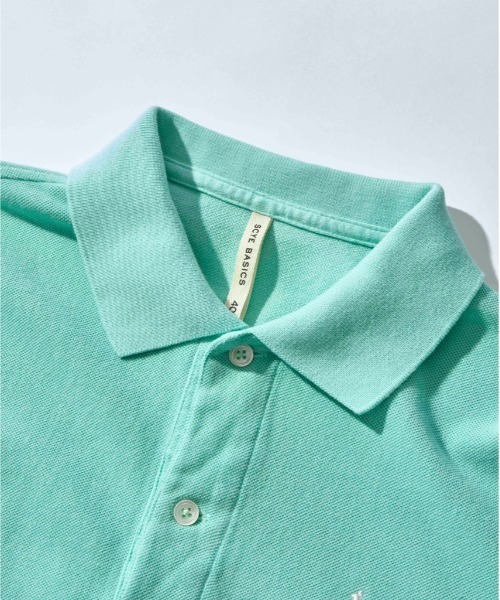 SCYE BASICS（サイベーシックス）の「Mountain Research/マウンテンリーサーチxSCYE BASICS/サイ ベーシックス  Cotton Pique Polo Shirt ポロシャツ（ポロシャツ・メンズ・ミント/チャコールグレー・36/38/40/42）」の6枚目の写真