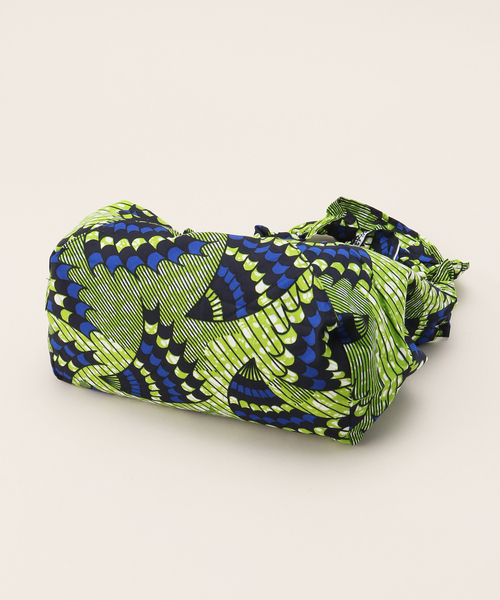 B.C STOCK（ベーセーストック）の「AFRICAN SQUARE/アフリカンスクエア 別注 パーニュギャザーハンドルBAG（ショルダーバッグ・レディース・ブラウン/ネイビー/ピンク・FREE）」の6枚目の写真