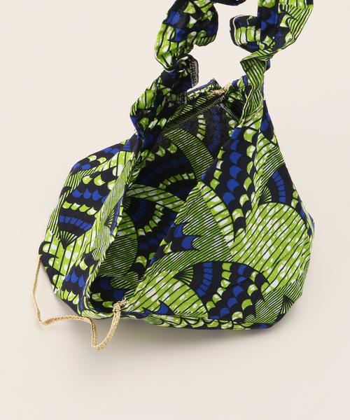 B.C STOCK（ベーセーストック）の「AFRICAN SQUARE/アフリカンスクエア 別注 パーニュギャザーハンドルBAG（ショルダーバッグ・レディース・ブラウン/ネイビー/ピンク・FREE）」の7枚目の写真