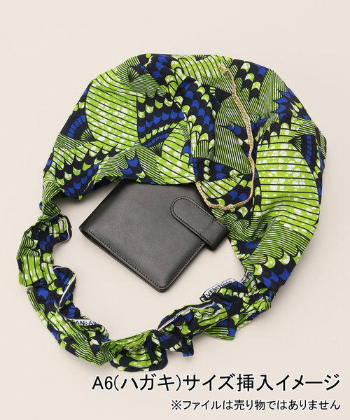 B.C STOCK（ベーセーストック）の「AFRICAN SQUARE/アフリカンスクエア 別注 パーニュギャザーハンドルBAG（ショルダーバッグ・レディース・ブラウン/ネイビー/ピンク・FREE）」の8枚目の写真