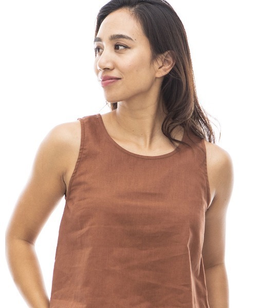 BILLABONG（ビラボン）の「BILLABONG レディース 【CHILLWEAR】 LINEN COTTON WOVEN TANK 【2024年夏モデル】/ビラボンリネンコットンタンク（タンクトップ・レディース・マルチ/アイボリー/ブラウン・MEDIUM/LARGE）」の2枚目の写真