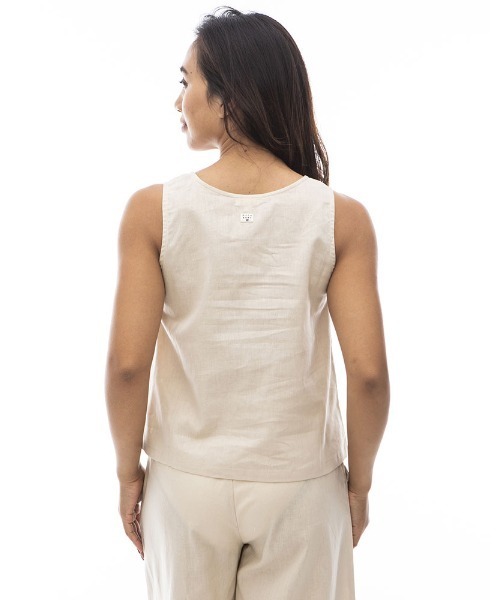 BILLABONG（ビラボン）の「BILLABONG レディース 【CHILLWEAR】 LINEN COTTON WOVEN TANK 【2024年夏モデル】/ビラボンリネンコットンタンク（タンクトップ・レディース・マルチ/アイボリー/ブラウン・MEDIUM/LARGE）」の5枚目の写真