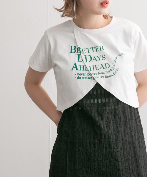 KBF（ケイビーエフ）の「フロントオープンロゴTEE（Tシャツ/カットソー・レディース・グレー/オフホワイト・ONE）」の2枚目の写真