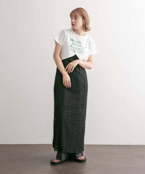 KBF（ケイビーエフ）の「フロントオープンロゴTEE（Tシャツ/カットソー・レディース・グレー/オフホワイト・ONE）」の3枚目の写真