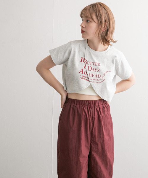 KBF（ケイビーエフ）の「フロントオープンロゴTEE（Tシャツ/カットソー・レディース・グレー/オフホワイト・ONE）」の7枚目の写真