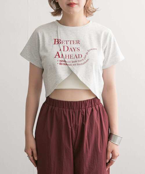 KBF（ケイビーエフ）の「フロントオープンロゴTEE（Tシャツ/カットソー・レディース・グレー/オフホワイト・ONE）」の13枚目の写真