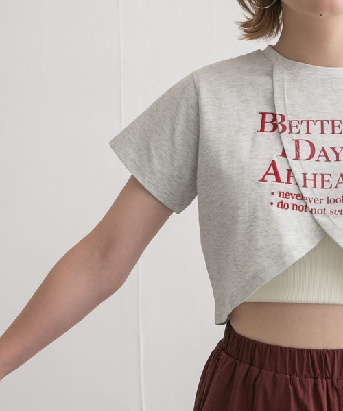 KBF（ケイビーエフ）の「フロントオープンロゴTEE（Tシャツ/カットソー・レディース・グレー/オフホワイト・ONE）」の17枚目の写真