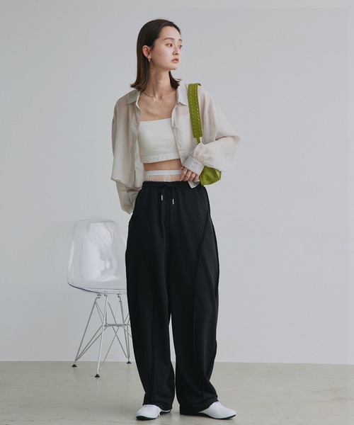 ad thie（アドティエ）の「シアーショート丈シャツ（シャツ/ブラウス・レディース・ライトグレー/ピンク/ブルー/ブラック/ライトブルー/ライトピンク/オフホワイト/ダークブラウン/ブルー系・FREE）」の19枚目の写真