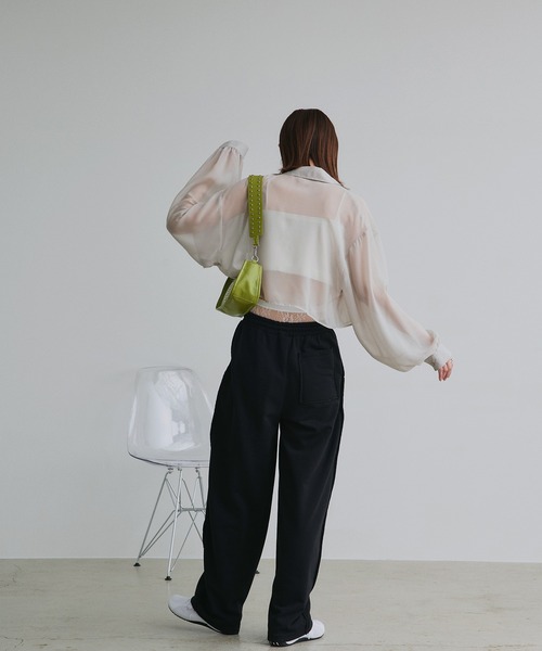 ad thie（アドティエ）の「シアーショート丈シャツ（シャツ/ブラウス・レディース・ライトグレー/ピンク/ブルー/ブラック/ライトブルー/ライトピンク/オフホワイト/ダークブラウン/ブルー系・FREE）」の18枚目の写真