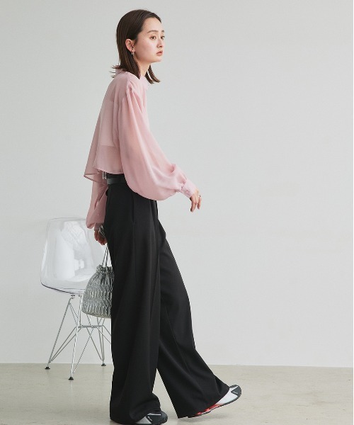 ad thie(アドティエ)の「シアーショート丈シャツ(シャツ/ブラウス・レディース・ライトグレー/ピンク/ブルー/ブラック/ライトブルー/ライトピンク/オフホワイト・FREE)」の21枚目の写真