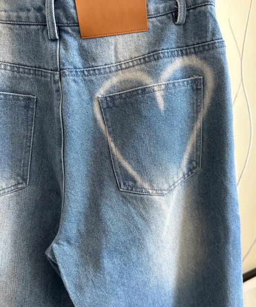 ブリーチデニムぷっくりハートタグ　No.658 ブリーチデニムぷっくりハートタグNo.658