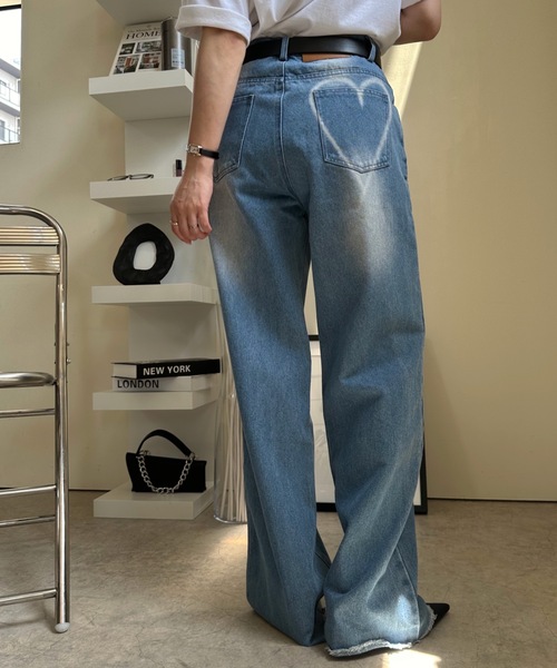 ブリーチデニムぷっくりハートタグ　No.658 ブリーチデニムぷっくりハートタグNo.658