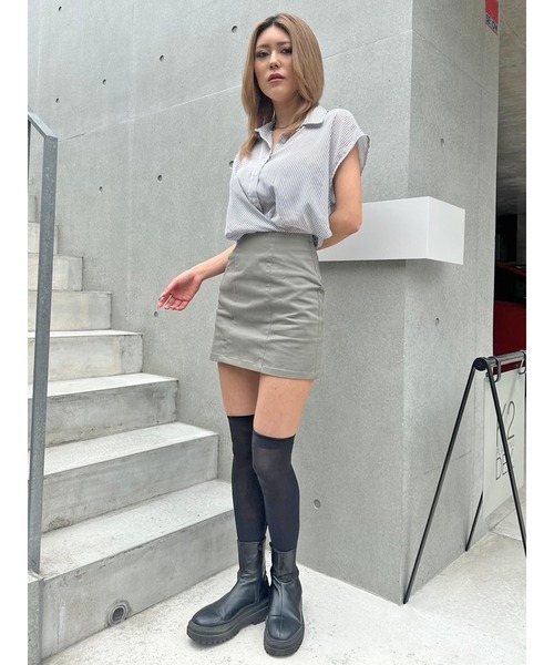 EGOIST(エゴイスト)の「シャツドッキングワンピース(ワンピース・レディース・グレー/ベージュ・S/M)」の16枚目の写真