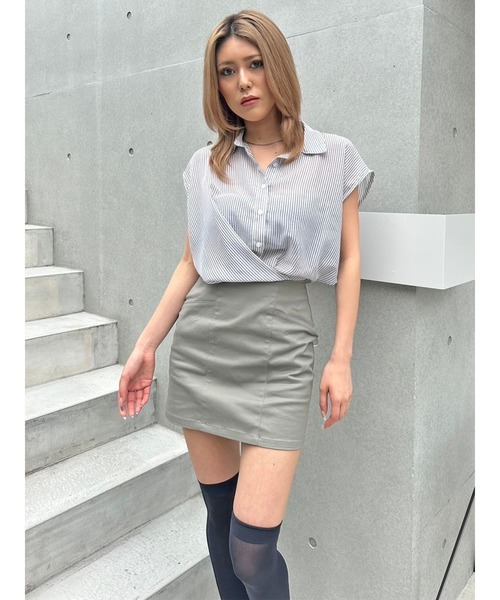 EGOIST(エゴイスト)の「シャツドッキングワンピース(ワンピース・レディース・グレー/ベージュ・S/M)」の14枚目の写真