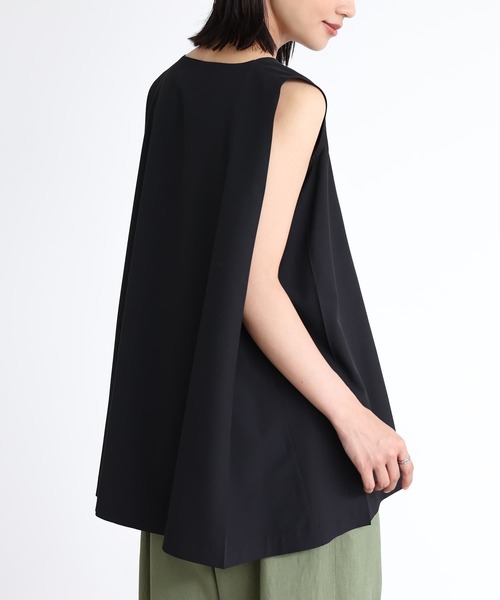 n'OrLABEL(ノアールレーベル)の「変形フレアノースリーブカットソー(Tシャツ/カットソー・レディース・ブルー/オフホワイト/ブラック・2/1)」の14枚目の写真