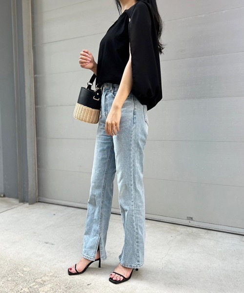 MODE ROBE(モードローブ)の「ケープマントノースリーブトップス(Tシャツ/カットソー・レディース・ホワイト/ブラック・FREE)」の18枚目の写真