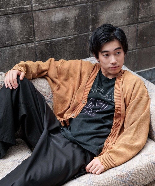 niko and...(ニコアンド)の「ダメージフェードニットカーディガン(カーディガン/ボレロ・メンズ・ライトブルー/ブラック/ベージュ/オレンジ・LARGE/MEDIUM)」の6枚目の写真