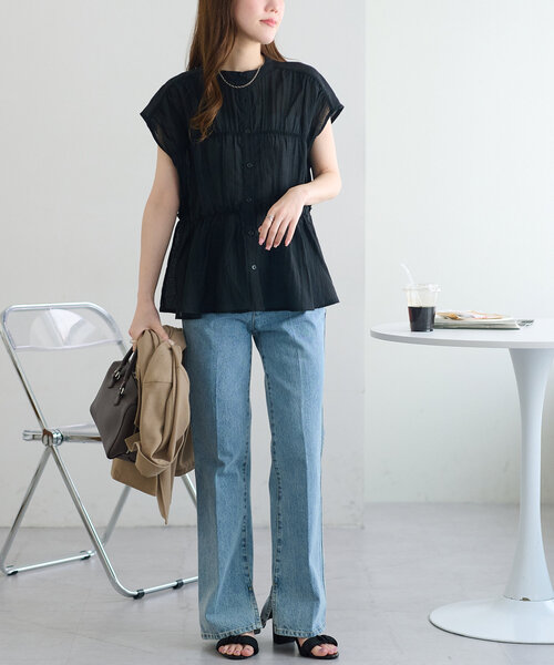 DISCOAT（ディスコート）の「【改良版】USコットンデニムフレアパンツ（その他パンツ・レディース・ネイビー/サックスブルー/ブラック・SMALL/MEDIUM/LARGE）」の4枚目の写真