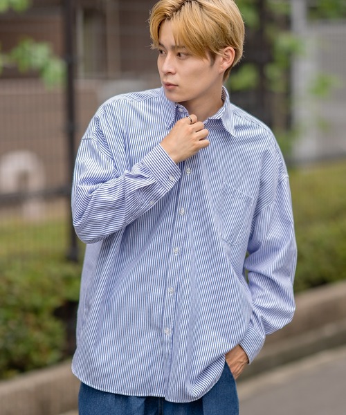 improves（インプローブス）の「無地・ストライプ 長袖シャツ（シャツ/ブラウス・メンズ・カーキ/ネイビー系/ホワイト/チャコール/ブルー系/ブラック系・MEDIUM/LARGE/X-LARGE）」の5枚目の写真