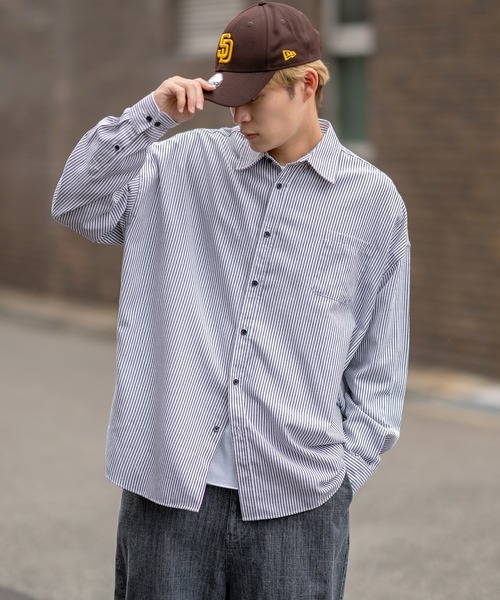 improves（インプローブス）の「無地・ストライプ 長袖シャツ（シャツ/ブラウス・メンズ・カーキ/ネイビー系/ホワイト/チャコール/ブルー系/ブラック系・MEDIUM/LARGE/X-LARGE）」の9枚目の写真