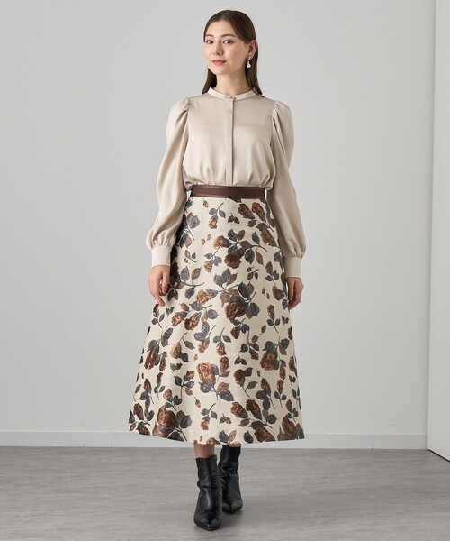 ANAYI｜シルエットフラワージャガードタックスカート | Rakuten
