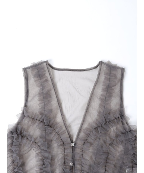 セール】FRILL TULLE LAYERED VEST（ベスト）｜:ETHROF