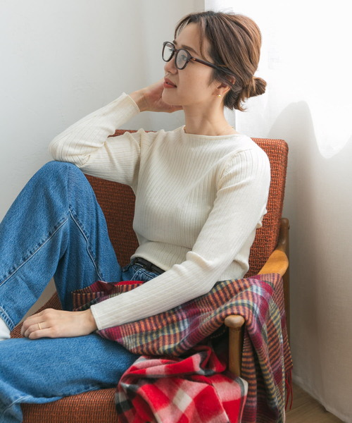 URBAN RESEARCH DOORS - リブボートネックニット IVORY URBAN RESEARCH DOORS - リブボートネックニット IVORYの通販 by