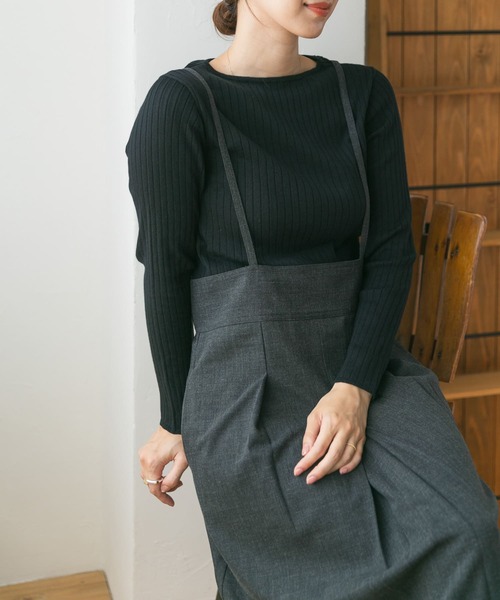 URBAN RESEARCH DOORS（アーバンリサーチドアーズ）の「『UR GREEN』ボートネックワイドリブニット（ニット/セーター・レディース・オレンジ系その他/アイボリー/ブラック・MEDIUM）」の17枚目の写真