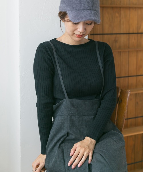 URBAN RESEARCH DOORS（アーバンリサーチドアーズ）の「『UR GREEN』ボートネックワイドリブニット（ニット/セーター・レディース・オレンジ系その他/アイボリー/ブラック・MEDIUM）」の18枚目の写真