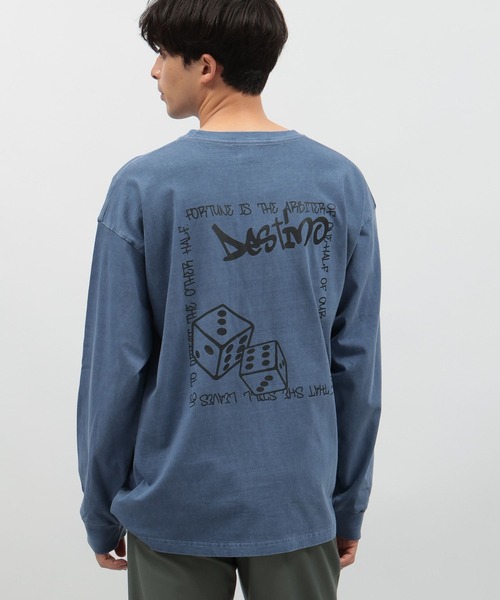 LAKOLE(ラコレ)の「ピグメントバックプリント長袖Tシャツ / 141048(Tシャツ/カットソー・メンズ・ブルー/イエロー/チャコール・MEDIUM/LARGE)」の1枚目の写真