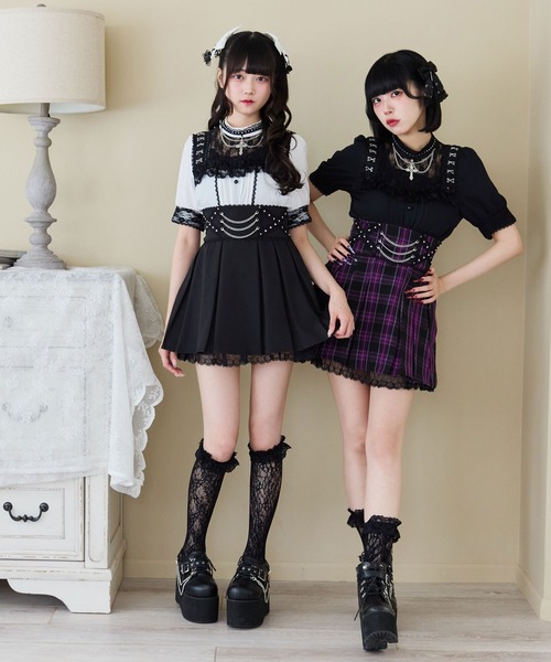 DearMyLove(ディアマイラブ)の「十字架チェーンチョーカーレースブラウス(シャツ/ブラウス・レディース・ブラック/パープル/ボルドー/ホワイト・3L/LL/LARGE/MEDIUM)」の8枚目の写真