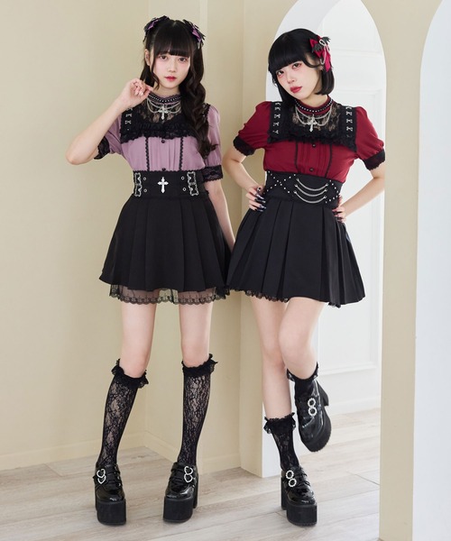 DearMyLove(ディアマイラブ)の「十字架チェーンチョーカーレースブラウス(シャツ/ブラウス・レディース・ブラック/パープル/ボルドー/ホワイト・3L/LL/LARGE/MEDIUM)」の17枚目の写真