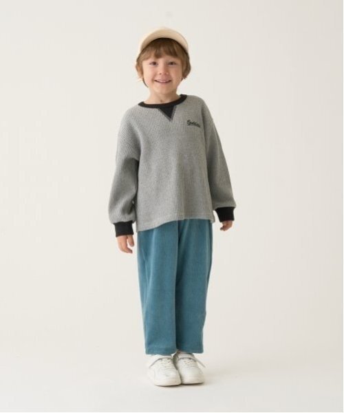 b・ROOM(ビールーム)の「【ふわふワッフル】バイカラートップス(Tシャツ/カットソー・キッズ・ライトカーキ/アイボリー/ブルーグレー/トップグレー・100cm/110cm/120cm/130cm/140cm/150cm)」の17枚目の写真