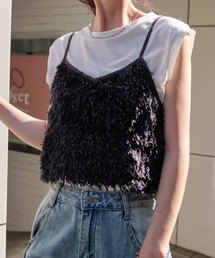 フェザーフリンジリボンビスチェ