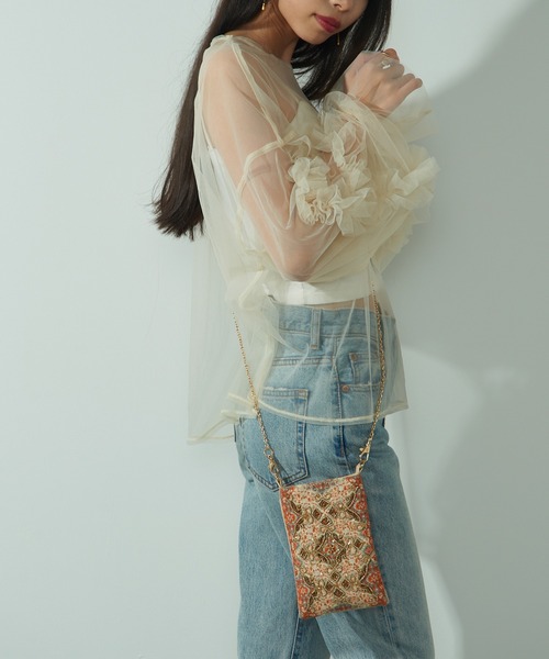 セール】【SETUP7】プリント＆ビーズ刺繍フォンポシェット TKN