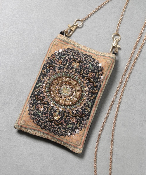 ビーズバッグ ヴィンテージビーズバッグ＊ネイビー×華やかフラワー 0580