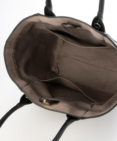 cache cache(カシュ カシュ)の「カシュカシュ cachecache / A4ヒネリ飾り金具2wayトートバッグ(トートバッグ・レディース・ブラック/アイボリー/チョコ・FREE)」の12枚目の写真