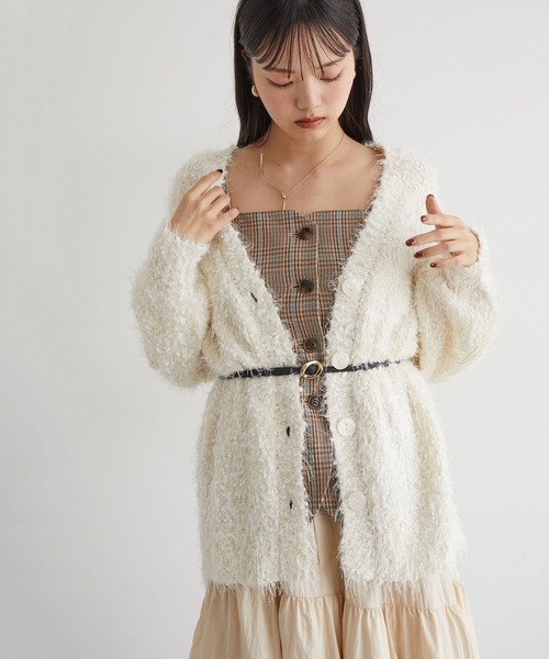 VIS（ビス）の「【選べる着丈】ポコポコヤーンVネックカーディガン（カーディガン/ボレロ・レディース・チャコールグレー/ベージュ/キナリ/ピンク系その他2・FREE/FS）」の15枚目の写真